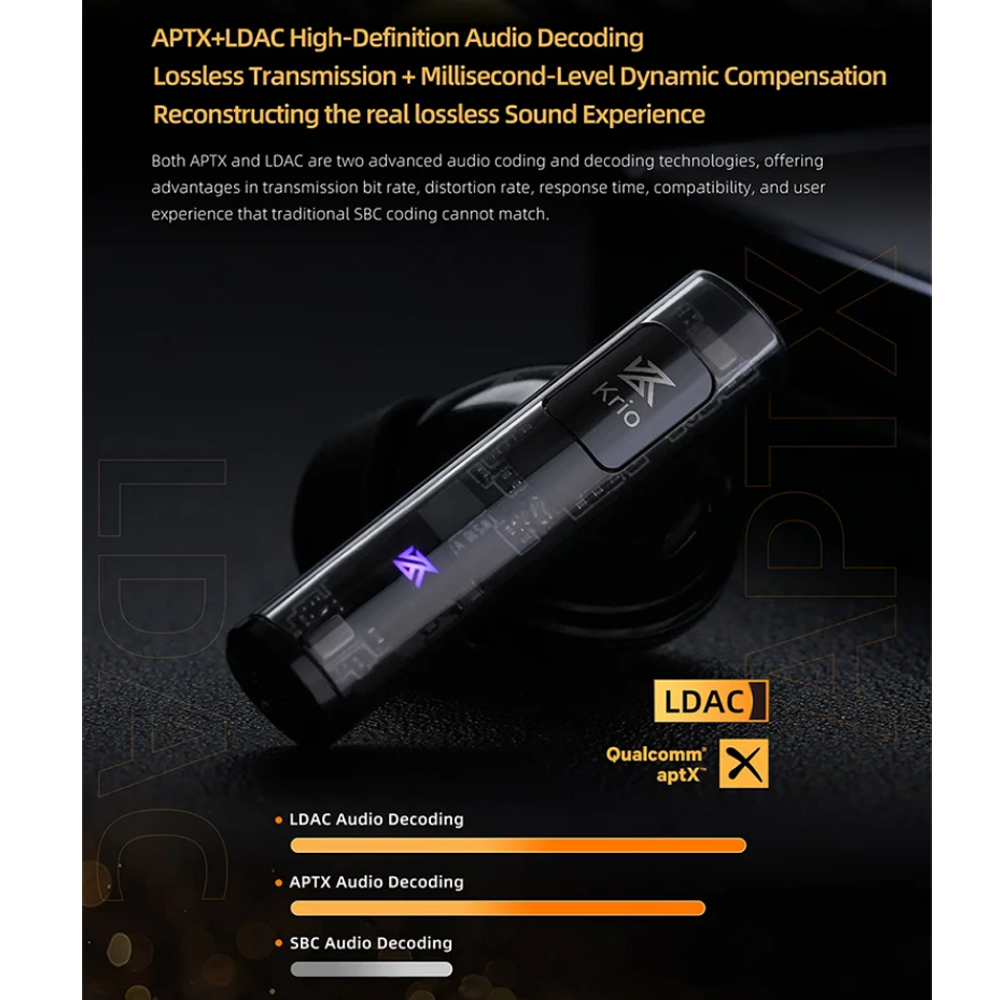 KZ Krio Wireless Earbuds 6 mic Hybrid Active Noise Cancellation, LDAC/APTX, 55dB Noise Cancelling, 8H Battery, with APP